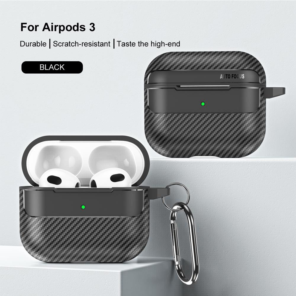 Θήκη Techsuit CarbonFiber για Apple AirPods 3, Μαύρη