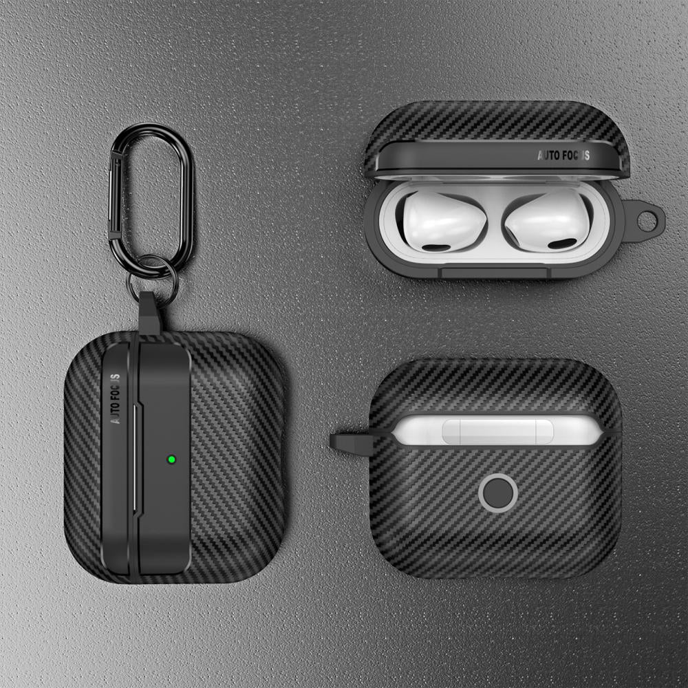 Θήκη Techsuit CarbonFiber για Apple AirPods 3, Μαύρη