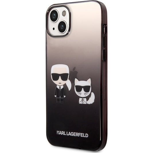 Θήκη για Apple iPhone 14 Plus, Karl Lagerfeld, Gradient Karl & Choupette, Μαύρη