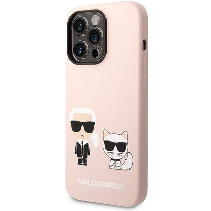 Θήκη MagSafe για Apple iPhone 14 Pro Max, Karl Lagerfeld, Silicone Body Karl & Choupette, Ροζ