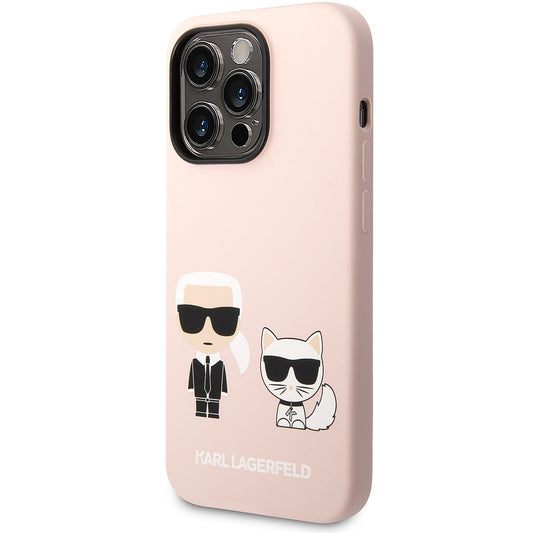 Θήκη MagSafe για Apple iPhone 14 Pro Max, Karl Lagerfeld, Silicone Body Karl & Choupette, Ροζ