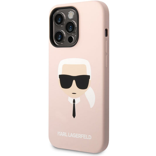 Θήκη MagSafe για Apple iPhone 14 Pro, Karl Lagerfeld, Silicone Karl Head, Ροζ