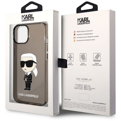 Θήκη TPU Karl Lagerfeld IML για Apple iPhone 14 Plus, Ikonik NFT, Διάφανη Μαύρη KLHCP14MHNIKTCK