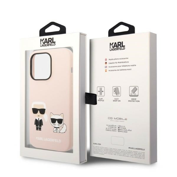 MagSafe Case for Apple iPhone 14 Pro, Karl Lagerfeld, Silicone Body Karl & Choupette, Pink