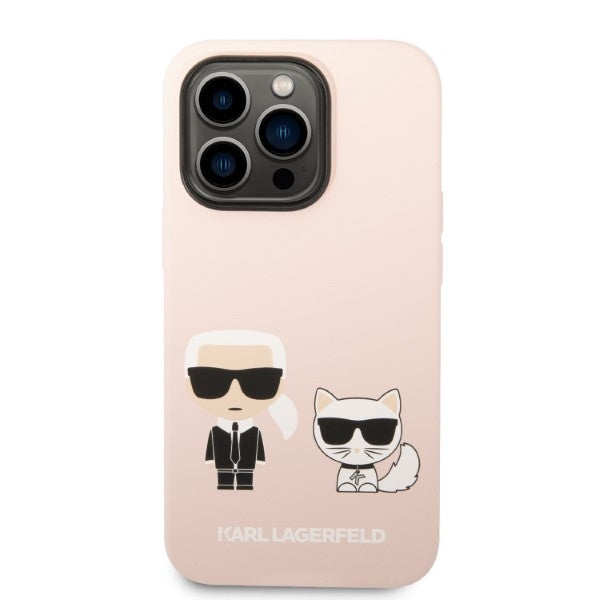 Θήκη MagSafe για Apple iPhone 14 Pro Max, Karl Lagerfeld, Silicone Body Karl & Choupette, Ροζ