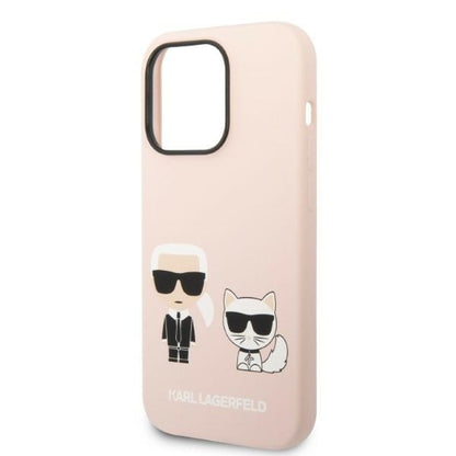 Θήκη MagSafe για Apple iPhone 14 Pro Max, Karl Lagerfeld, Silicone Body Karl & Choupette, Ροζ