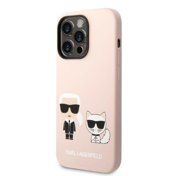 Θήκη MagSafe για Apple iPhone 14 Pro Max, Karl Lagerfeld, Silicone Body Karl & Choupette, Ροζ