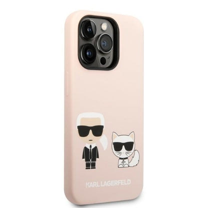 Θήκη MagSafe για Apple iPhone 14 Pro Max, Karl Lagerfeld, Silicone Body Karl & Choupette, Ροζ