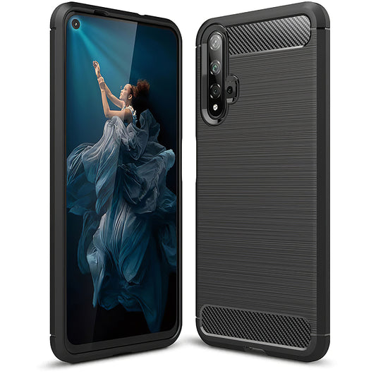 Θήκη για Huawei nova 5T / Honor 20, OEM, Άνθρακας, Μαύρο