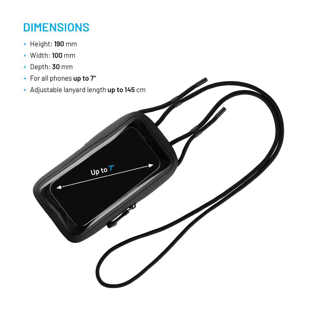 Universal Waterproof Case for Phone up to 7inch, Fixed, Black
