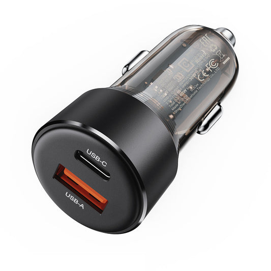 Φορτιστής Αυτοκινήτου Acefast B12, 60W, 3A, 1 x USB-A - 1 x USB-C, Μαύρο