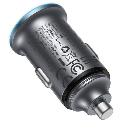 Acefast B15 Car Charger, 65W, 3.25A, 1 X USB-A - 1 x USB-C, Gray