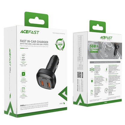 Φορτιστής Αυτοκινήτου Acefast B9, 66W, 5A, 2 x USB-A - 1 x USB-C, Μαύρο