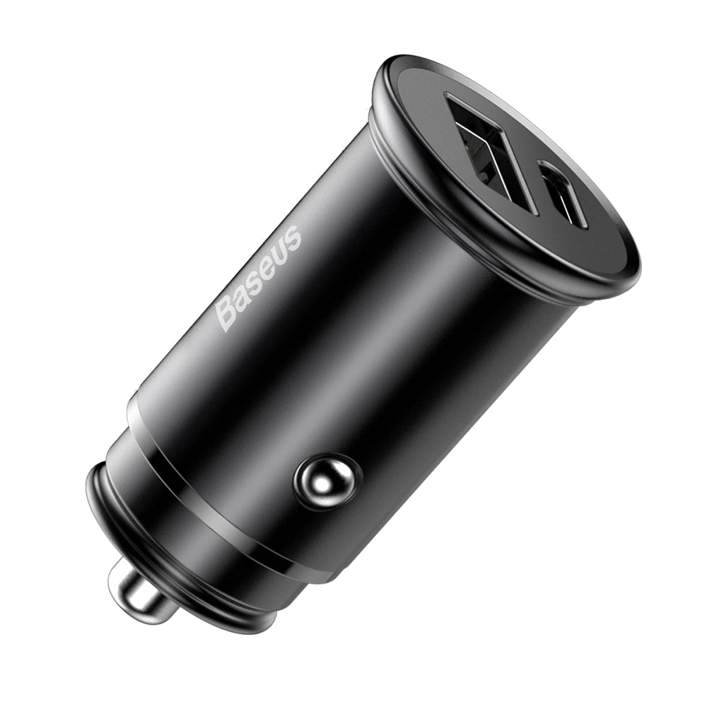 Φορτιστής Αυτοκινήτου Baseus Circular Metal, 30W, 5A, 1 x USB-A - 1 x USB-C, Μαύρο