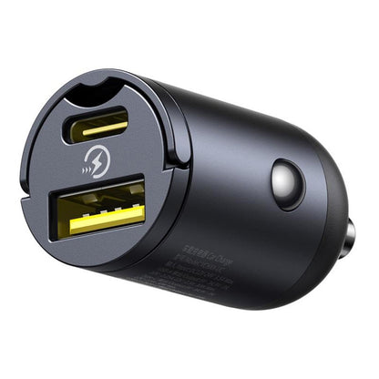 Φορτιστής Αυτοκινήτου Baseus Tiny Star, 30W, 3A, 1 x USB-A - 1 x USB-C, Μαύρος, Επανασυσκευασμένος C00035001121-02