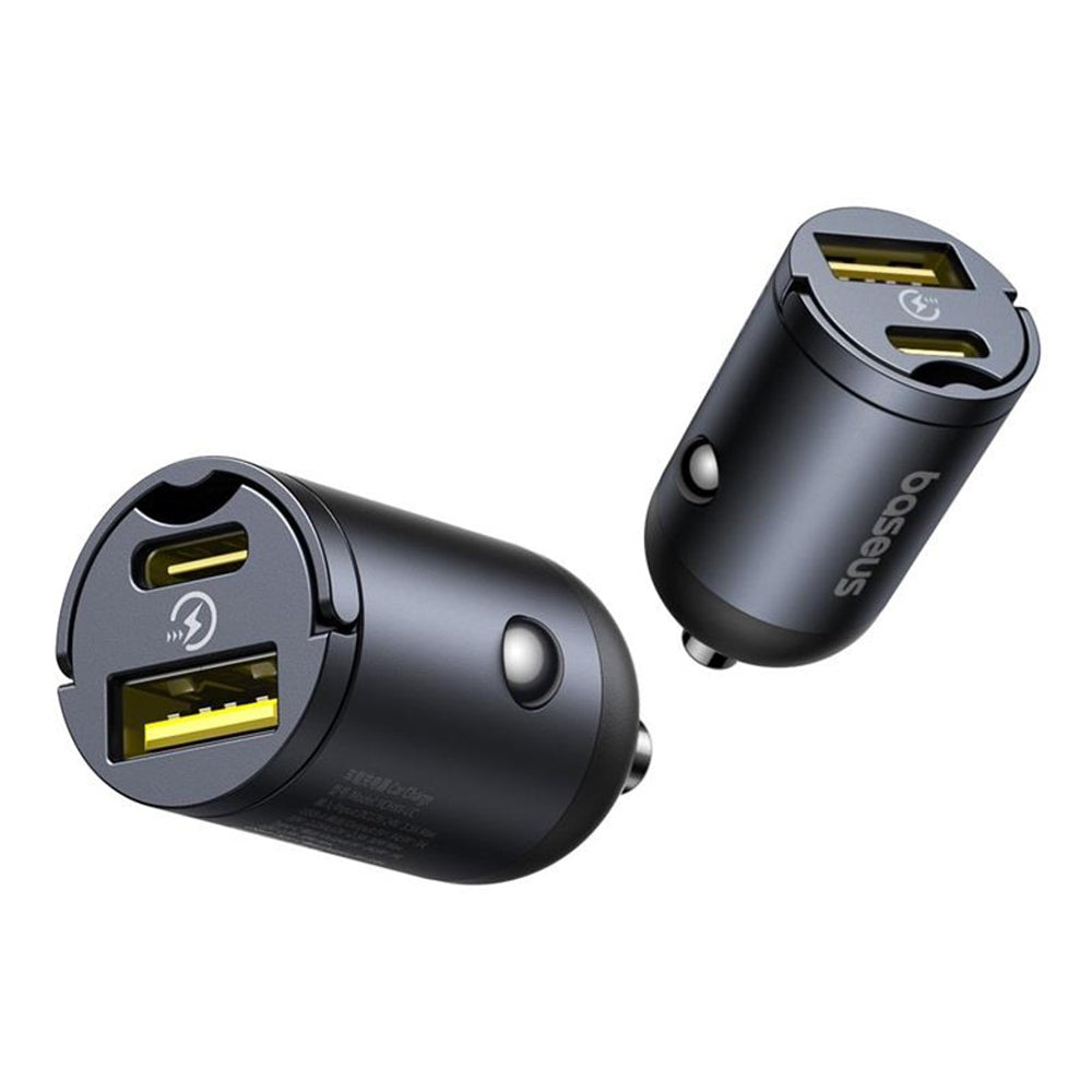 Φορτιστής Αυτοκινήτου Baseus Tiny Star, 30W, 3A, 1 x USB-A - 1 x USB-C, Μαύρος, Επανασυσκευασμένος C00035001121-02