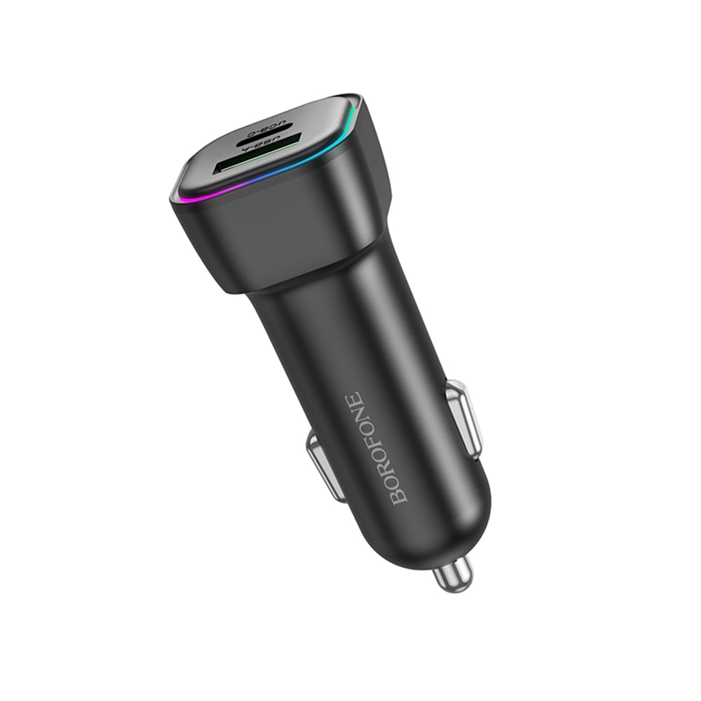 Φορτιστής Αυτοκινήτου Borofone BZ28A Trophie, 30W, 3A, 1 x USB-A - 1 x USB-C, Μαύρο