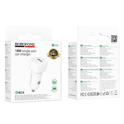 Φορτιστής Αυτοκινήτου Borofone BZ34 Cloud, 18W, 3A, 1 x USB-A, Λευκό