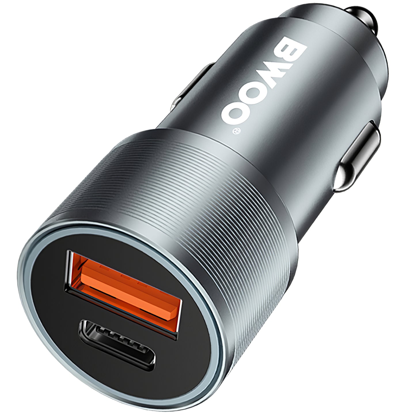 Φορτιστής αυτοκινήτου BWOO BO-CC73, 38W, 3A, 1 x USB-A - 1 x USB-C, Ασημί 