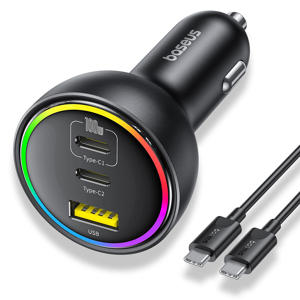 Φορτιστής Αυτοκινήτου με Καλώδιο USB-C Baseus, 152.5W, 5A, 1 x USB-A - 2 x USB-C, Μαύρο C00036101111-00