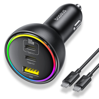 Φορτιστής Αυτοκινήτου με Καλώδιο USB-C Baseus, 152.5W, 5A, 1 x USB-A - 2 x USB-C, Μαύρο C00036101111-00