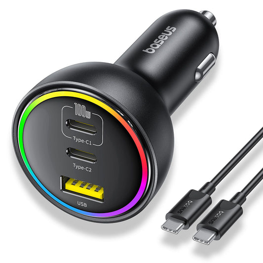 Φορτιστής Αυτοκινήτου με Καλώδιο USB-C Baseus, 152.5W, 5A, 1 x USB-A - 2 x USB-C, Μαύρο C00036101111-00