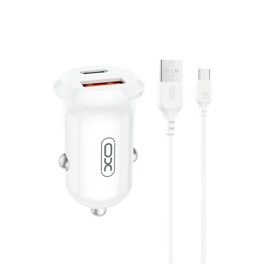 Car Charger with USB-C Cable XO Design CC69, 30W, 3A, 1 x USB-A - 1 x USB-C, White