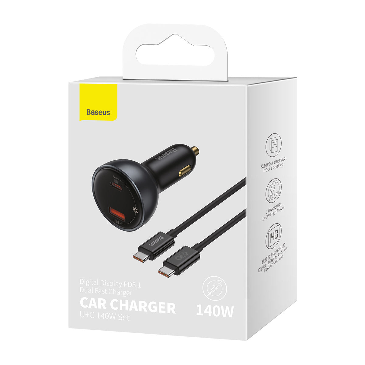 Φορτιστής Αυτοκινήτου με Καλώδιο USB-C Baseus, 140W, 5A, 1 x USB-A - 1 x USB-C, Μαύρο CGZX070001