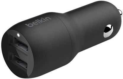 Φορτιστής Αυτοκινήτου με Καλώδιο Lightning Belkin BoostCharge Dual, 24W, 2.4A, 2 x USB-A, Μαύρο CCD001bt1MBK