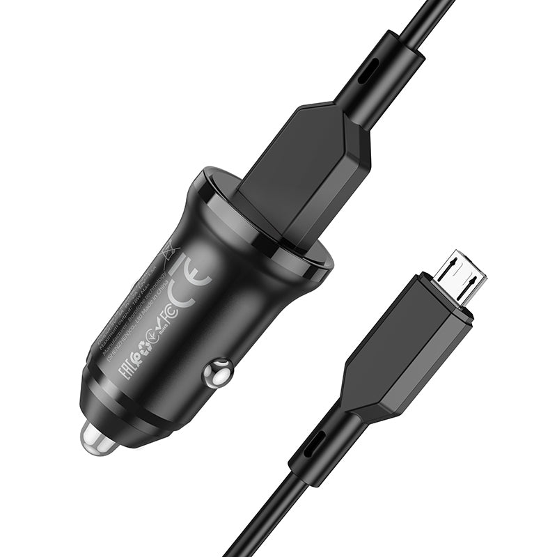 Φορτιστής Αυτοκινήτου με Καλώδιο microUSB Borofone BZ18, 18W, 3A, 1 x USB-A, Μαύρο