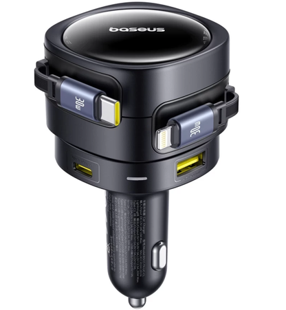 Car Charger With USB-C / Lightning Cable Baseus Enjoyment Max, 90W, 3A, 1 x USB-A - 1 x USB-C, Black C00035507121-02