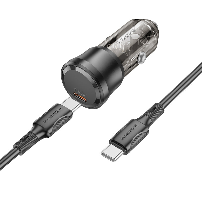 Φορτιστής αυτοκινήτου με καλώδιο USB-C Borofone BZ24 Clever, 20W, 3A, 1 x USB-C, Μαύρο 