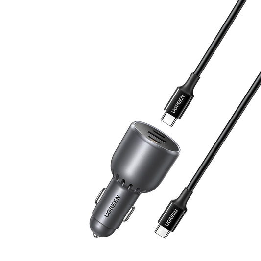 Φορτιστής Αυτοκινήτου με Καλώδιο USB-C UGREEN EC705, 130W, 5A, 1 x USB-A - 2 x USB-C, Γκρι