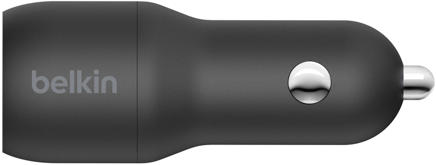Φορτιστής Αυτοκινήτου με Καλώδιο Lightning Belkin BoostCharge Dual, 24W, 2.4A, 2 x USB-A, Μαύρο CCD001bt1MBK
