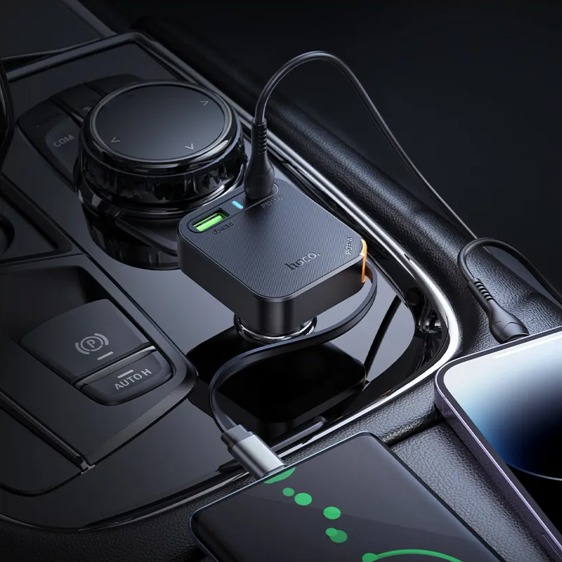 Car Charger with USB-C Cable HOCO NZ18, 65W, 3A, 1 x USB-A - 1 x USB-C, Black