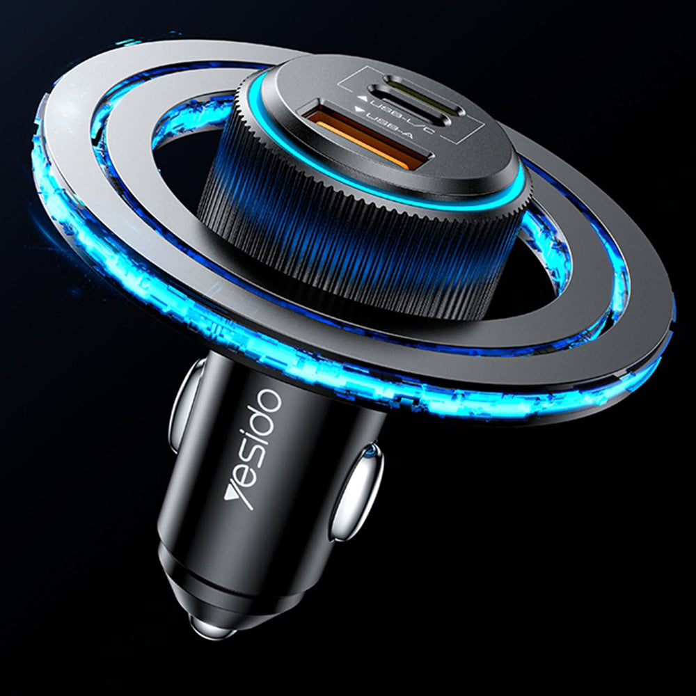 Φορτιστής Αυτοκινήτου με Καλώδιο Lightning Yesido Y60, 38W, 3A, 1 x USB-A - 2 x USB-C, Μαύρο