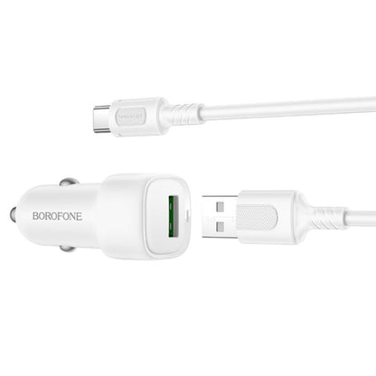 Φορτιστής Αυτοκινήτου με Καλώδιο USB-C Borofone BZ34 Cloud, 18W, 3A, 1 x USB-A, Λευκό