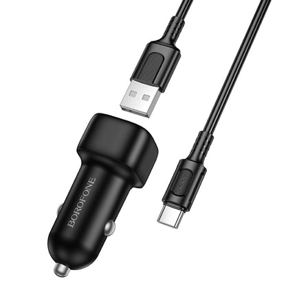 Φορτιστής Αυτοκινήτου με Καλώδιο USB-C Borofone BZ34 Cloud, 18W, 3A, 1 x USB-A, Μαύρο