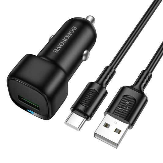 Φορτιστής Αυτοκινήτου με Καλώδιο USB-C Borofone BZ34 Cloud, 18W, 3A, 1 x USB-A, Μαύρο