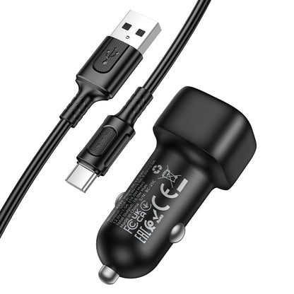 Φορτιστής Αυτοκινήτου με Καλώδιο USB-C Borofone BZ34 Cloud, 18W, 3A, 1 x USB-A, Μαύρο