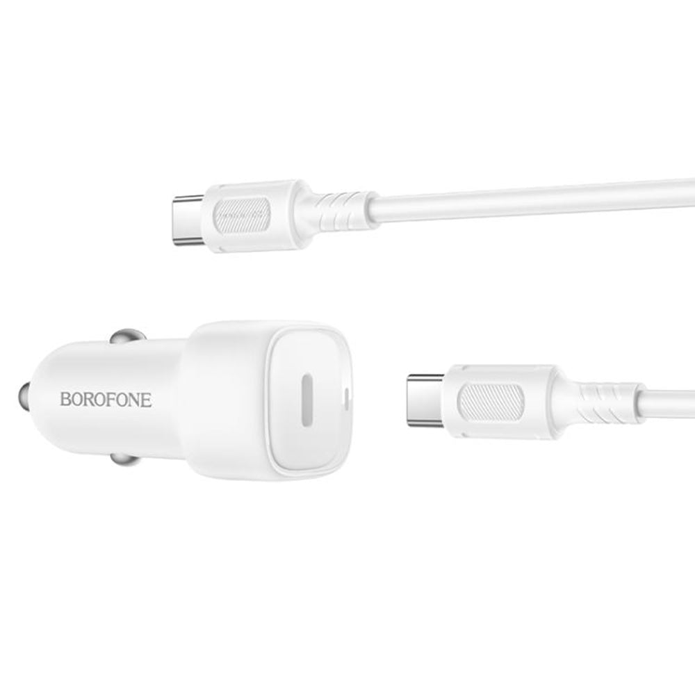 Φορτιστής Αυτοκινήτου με Καλώδιο USB-C Borofone BZ34A Cloud, 20W, 3A, 1 x USB-C, Λευκό