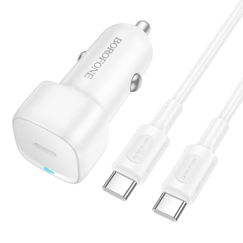 Φορτιστής Αυτοκινήτου με Καλώδιο USB-C Borofone BZ34A Cloud, 20W, 3A, 1 x USB-C, Λευκό