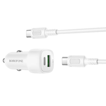 Φορτιστής Αυτοκινήτου με Καλώδιο USB-C Borofone BZ34B Cloud, 20W, 3A, 1 x USB-A - 1 x USB-C, Λευκό