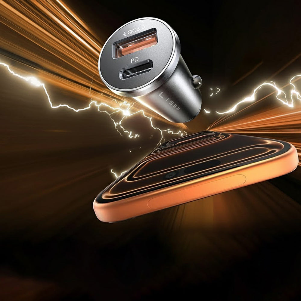 Φορτιστής Αυτοκινήτου με Καλώδιο USB-C / Lightning Lisen, 48W, 3A, 1 x USB-A - 1 x USB-C, Μαύρο YL0223080035