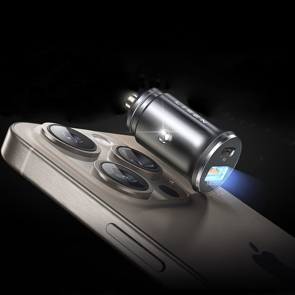 Φορτιστής Αυτοκινήτου με Καλώδιο USB-C / Lightning Lisen, 48W, 3A, 1 x USB-A - 1 x USB-C, Μαύρο YL0223080035