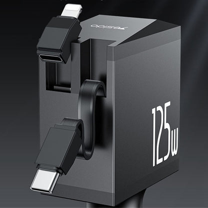 Φορτιστής Αυτοκινήτου με Καλώδιο USB-C / Lightning Yesido Y71 Display, 125W, 3A, 1 x USB-A - 1 x USB-C, Μαύρο