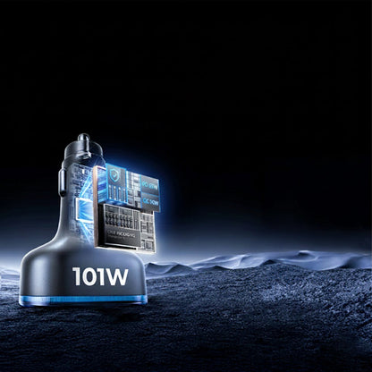 Lisen Car Charger with USB-C Cable, 101W, 3.25A, 1 x USB-A - 3 x USB-C, Black YL0223120021