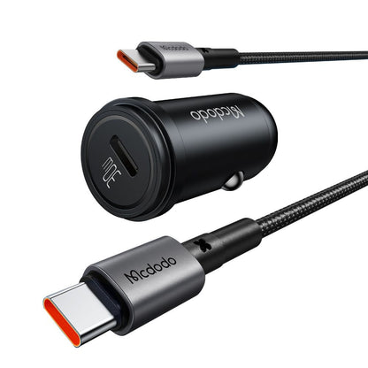 McDodo CC-7493 Obsidian Car Charger with USB-C Cable, 30W, 3A, 1 x USB-C, Black
