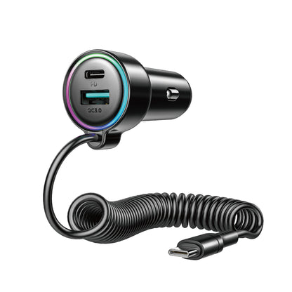 Φορτιστής Αυτοκινήτου με Καλώδιο USB-C Joyroom JR-CL07, 90W, 3A, 1 x USB-A - 1 x USB-C, Μαύρο