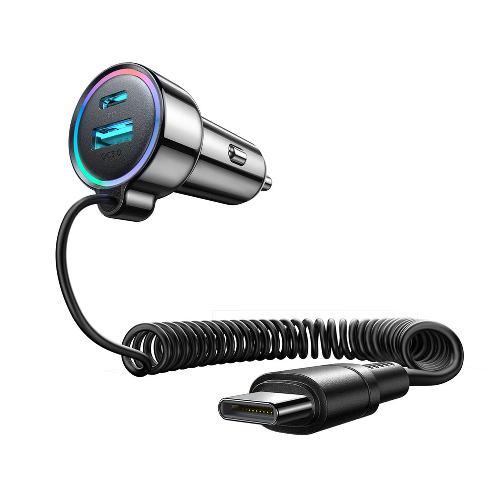 Φορτιστής Αυτοκινήτου με Καλώδιο USB-C Joyroom JR-CL07, 90W, 3A, 1 x USB-A - 1 x USB-C, Μαύρο